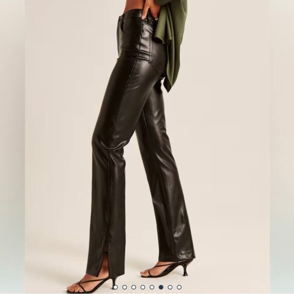 Abercrombie split hem 90s straight leg vegan leather pants - Picture 1 of 9